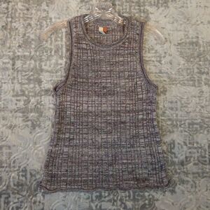 Anthropologie Pilcro Sweater Vest Women's Medium Gray Silk Blend Ribbed